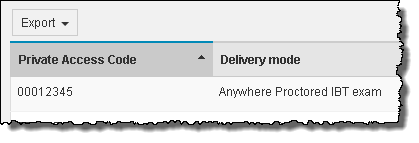 Private Access Code with leading zeros.